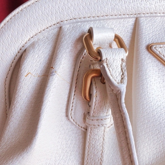White Prada Leather Doctor Bag with Gold HW - Picture 8 of 8